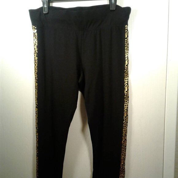 DEREK HEART BLACK & GOLD LEGGINGS Size: 1X - Picture 14 of 16